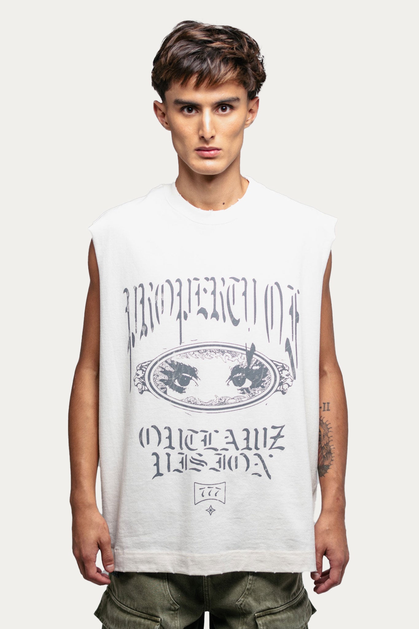 Tank Top Over Tank " PROPERTY " - Off-White
