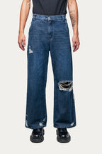 Pants Wide Leg  " DESTROYED " - Azul