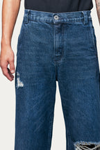 Pants Wide Leg  " DESTROYED " - Azul