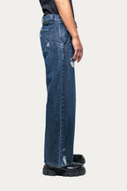 Pants Wide Leg  " DESTROYED " - Azul