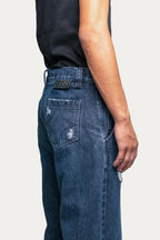 Pants Wide Leg  " DESTROYED " - Azul