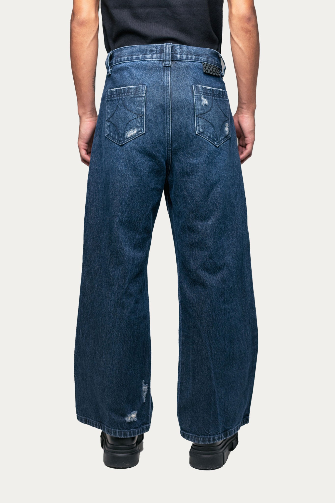 Pants Wide Leg  " DESTROYED " - Azul