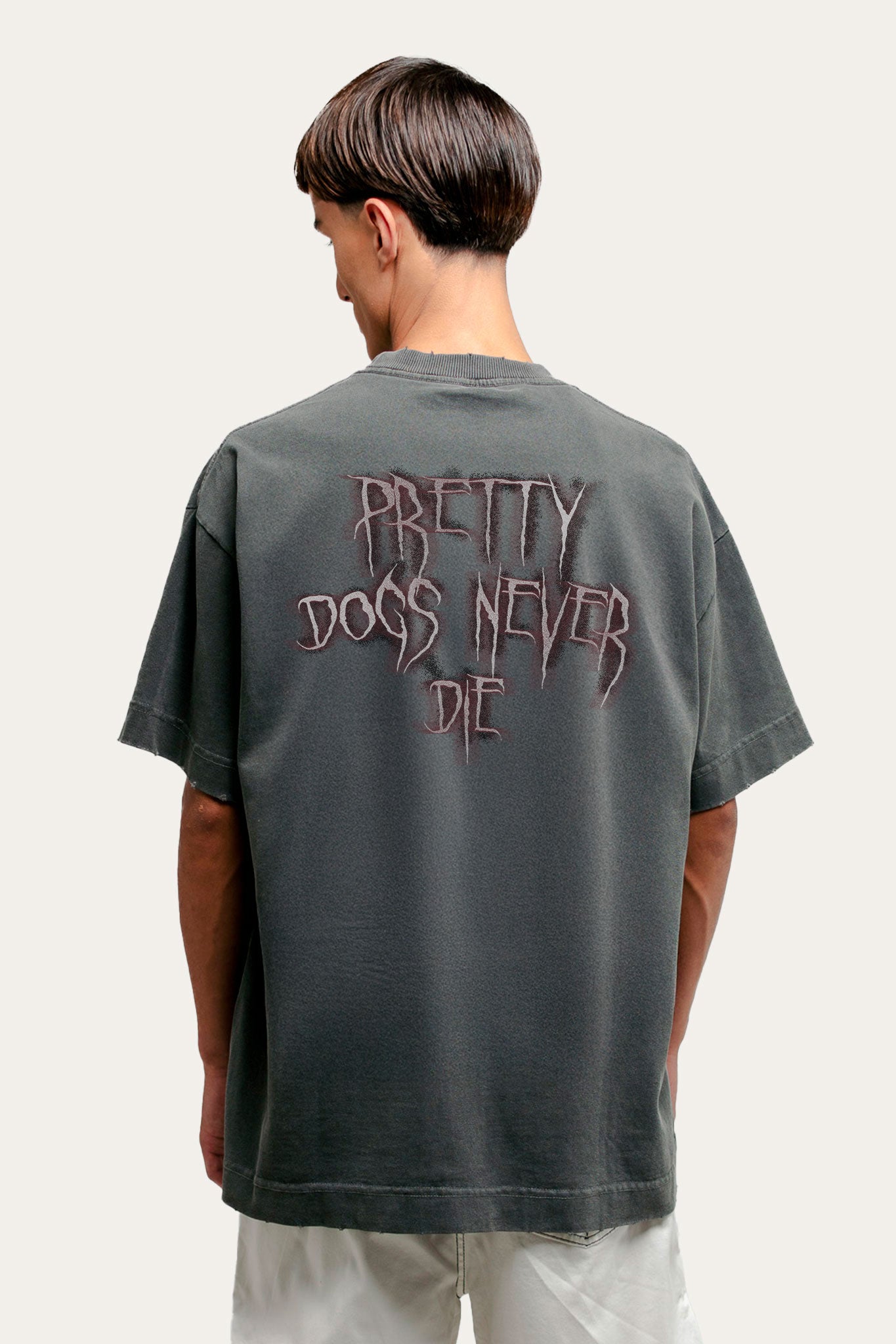 T-shirt Over Boxy " PRETTY DOGS  " - Cinza Estonado