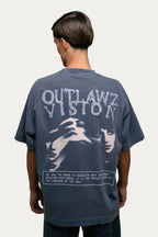 T-shirt Over Boxy " SOUL " - Azul Marinho Estonado