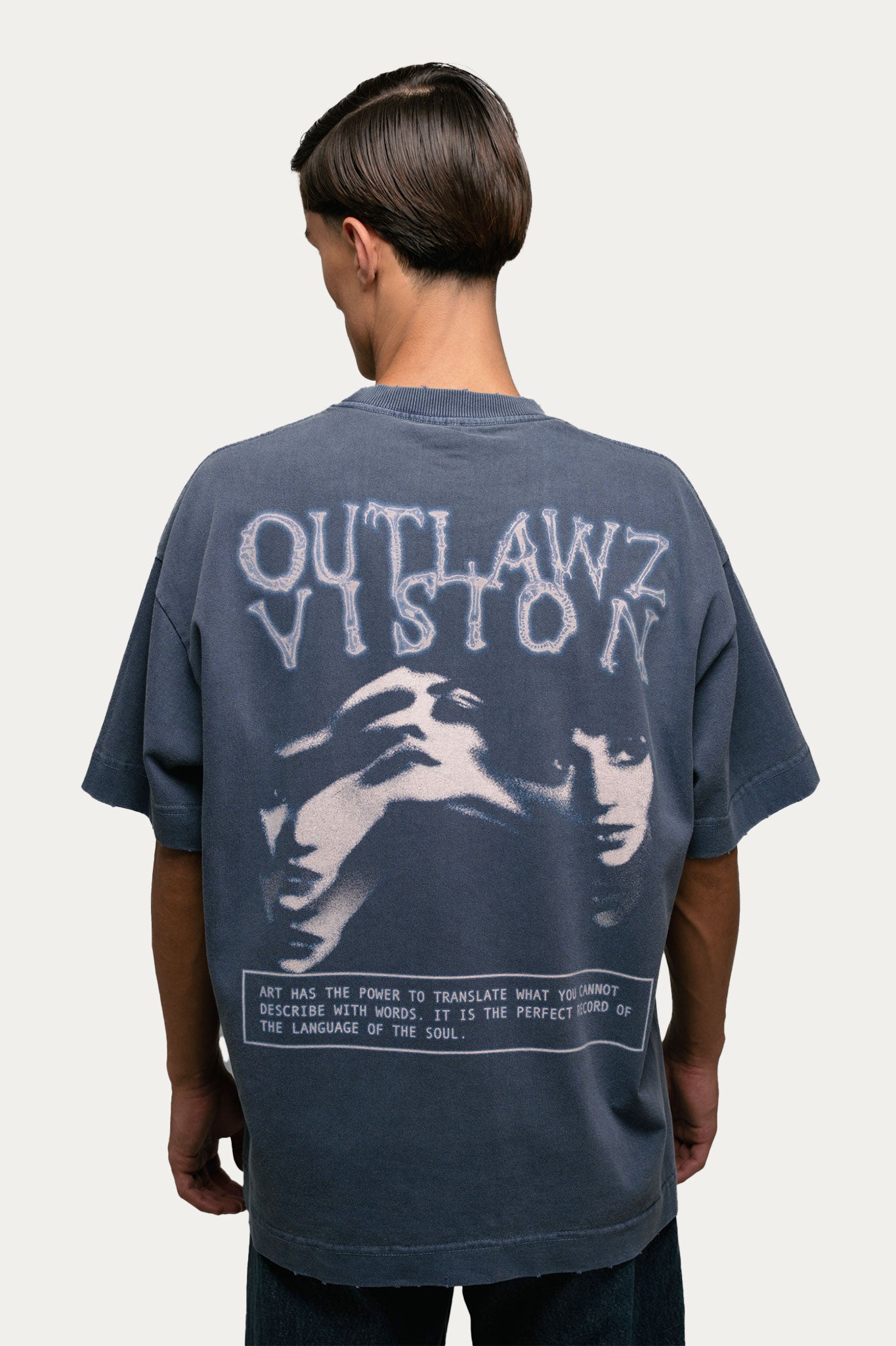 T-shirt Over Boxy " SOUL " - Azul Marinho Estonado