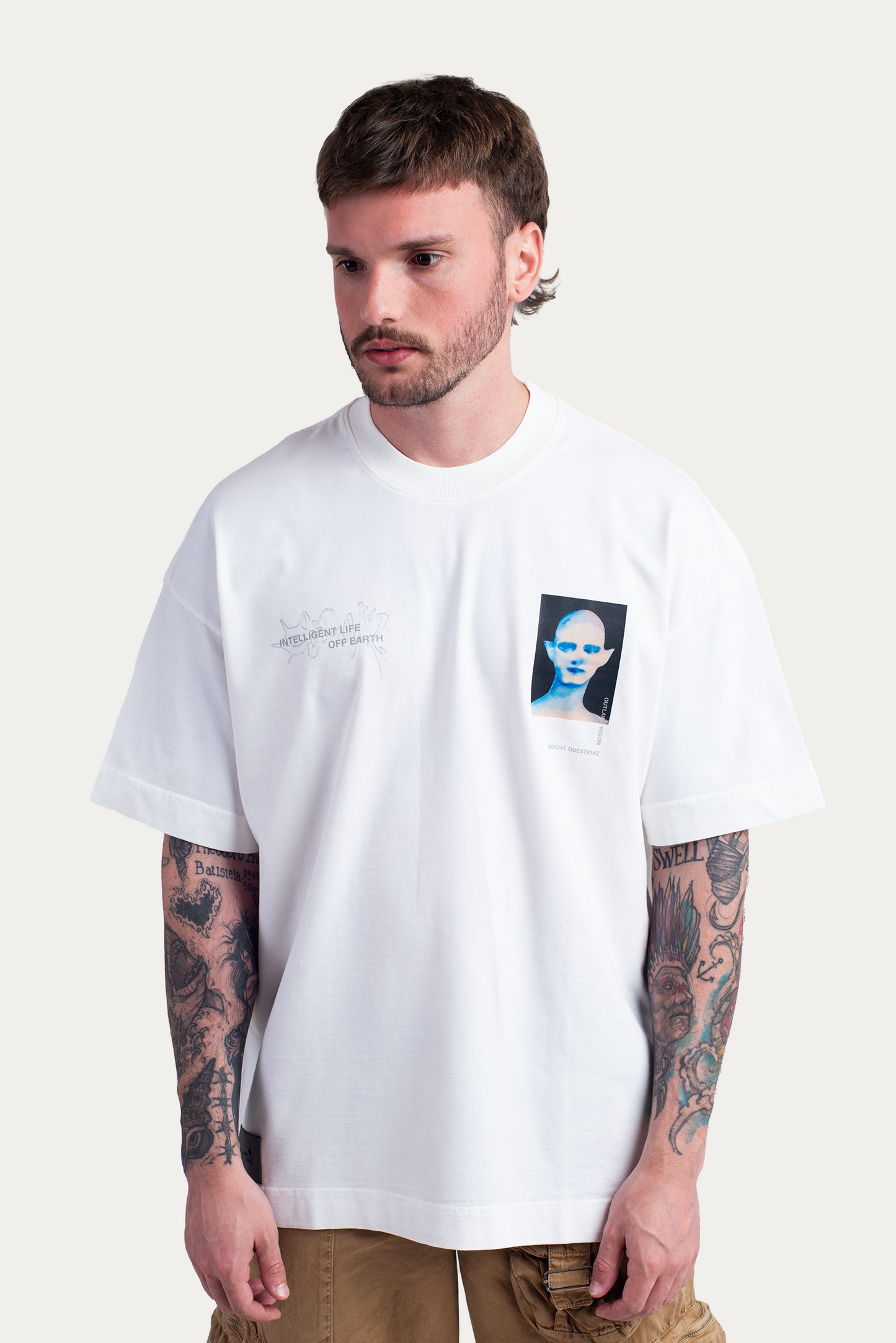 T-shirt Over Boxy "BROTHERS" - Off White