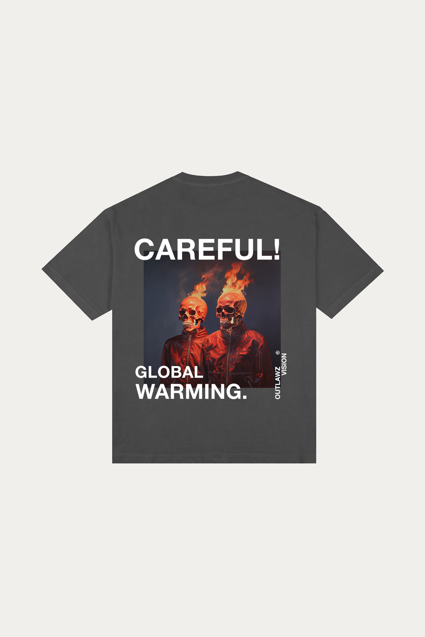 T-shirt Over Boxy "GLOBAL WARMING" - Cinza