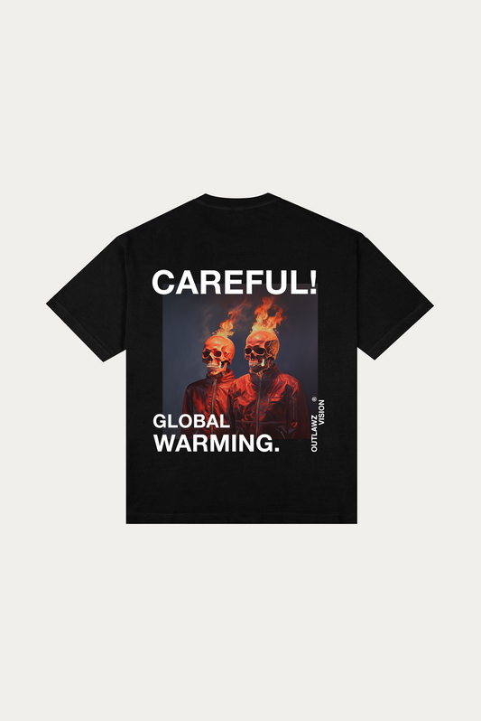 T-shirt Over Boxy "GLOBAL WARMING" - Preta