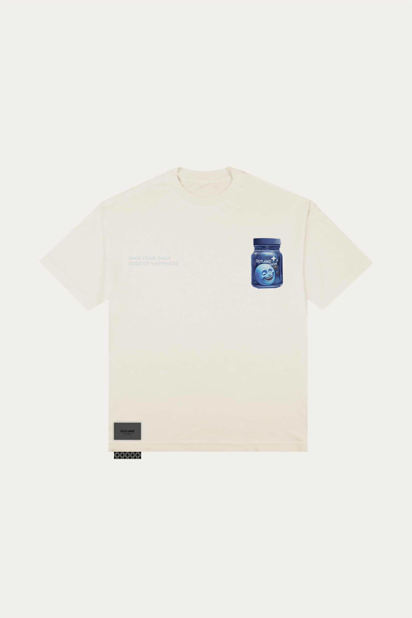 T-shirt Over Boxy "HAPPINESS" - Off-white