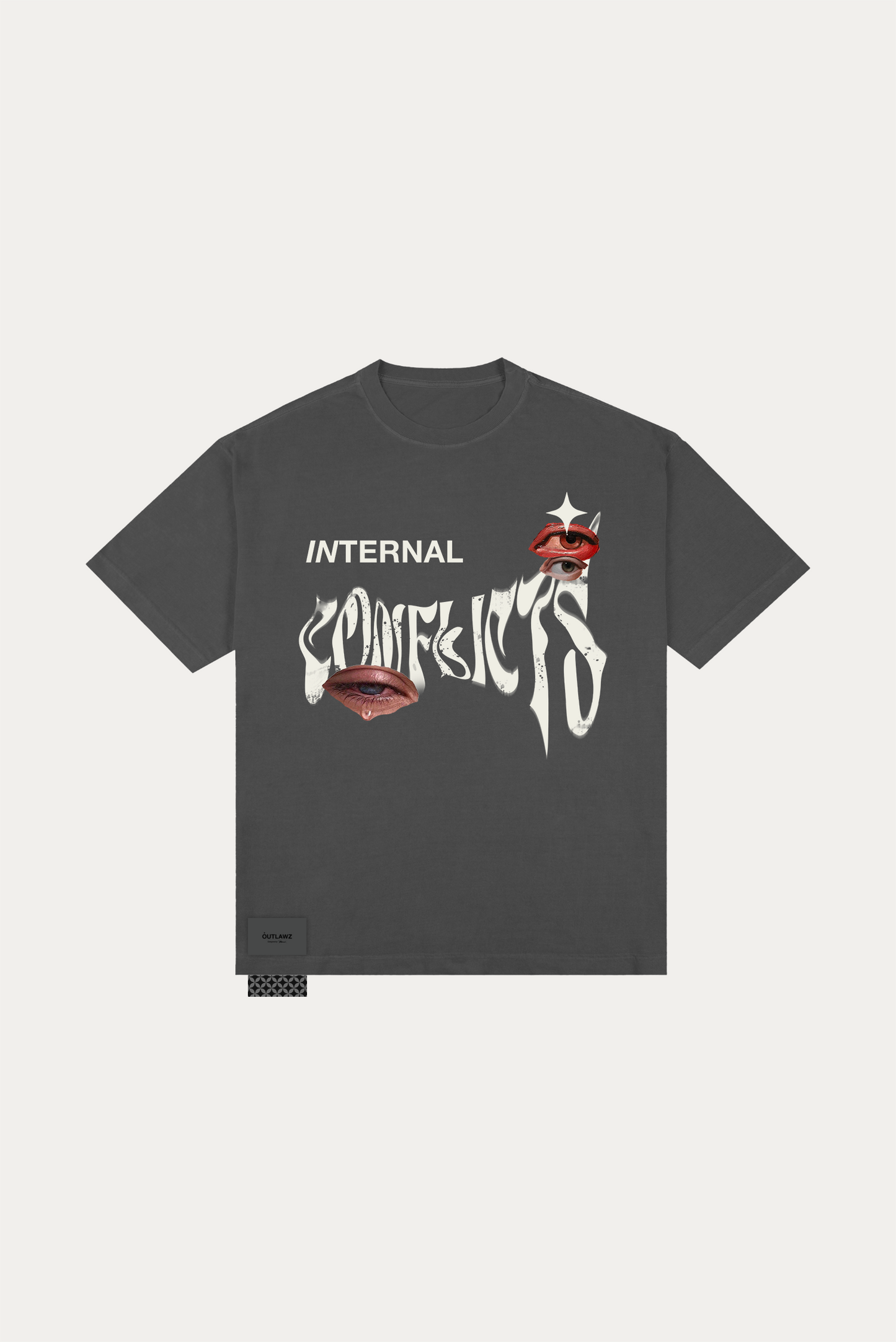 T-shirt Over Boxy "INTERNAL CONFLICTS" - Cinza