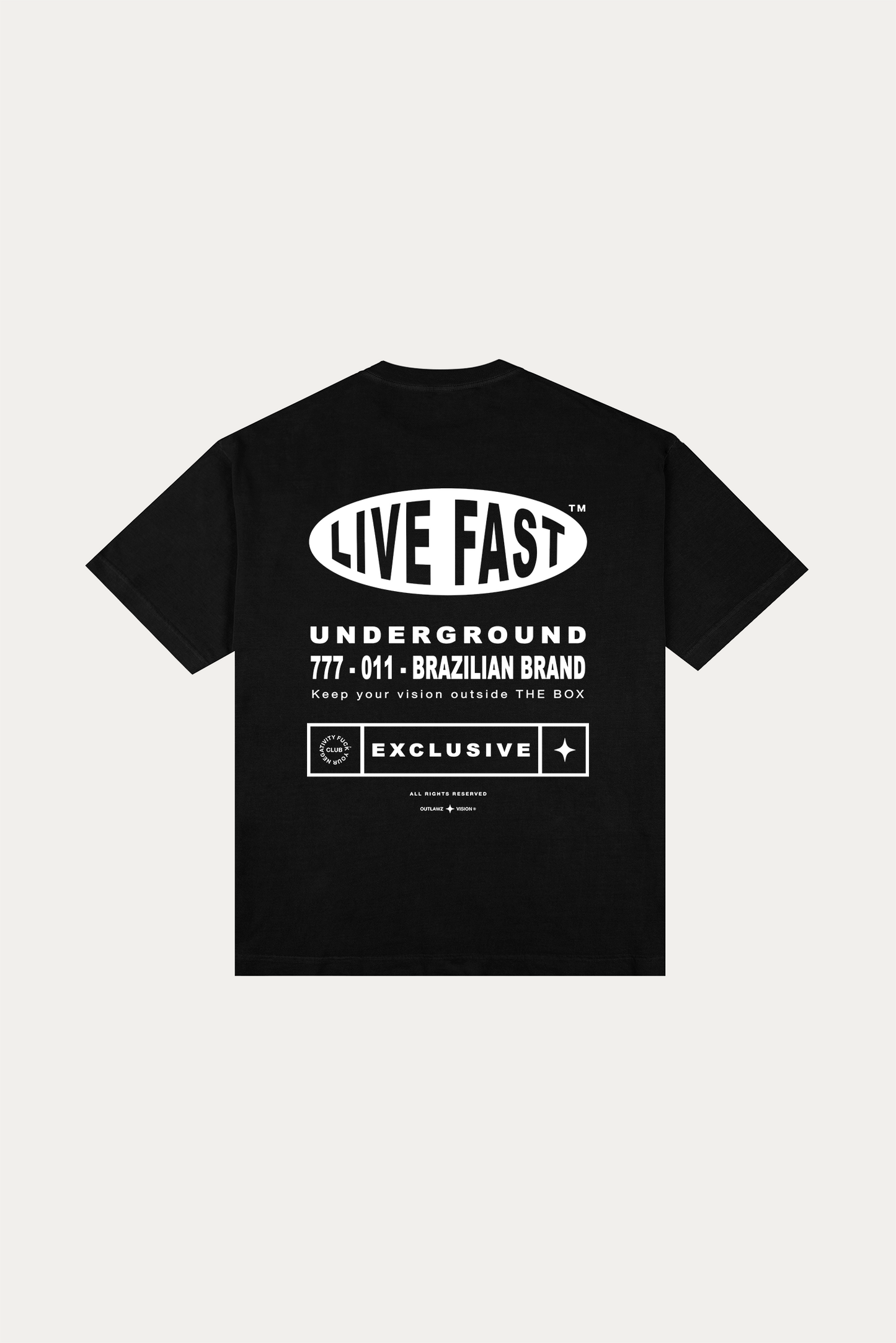 T-shirt Over Boxy "LIVE FAST" - Preta