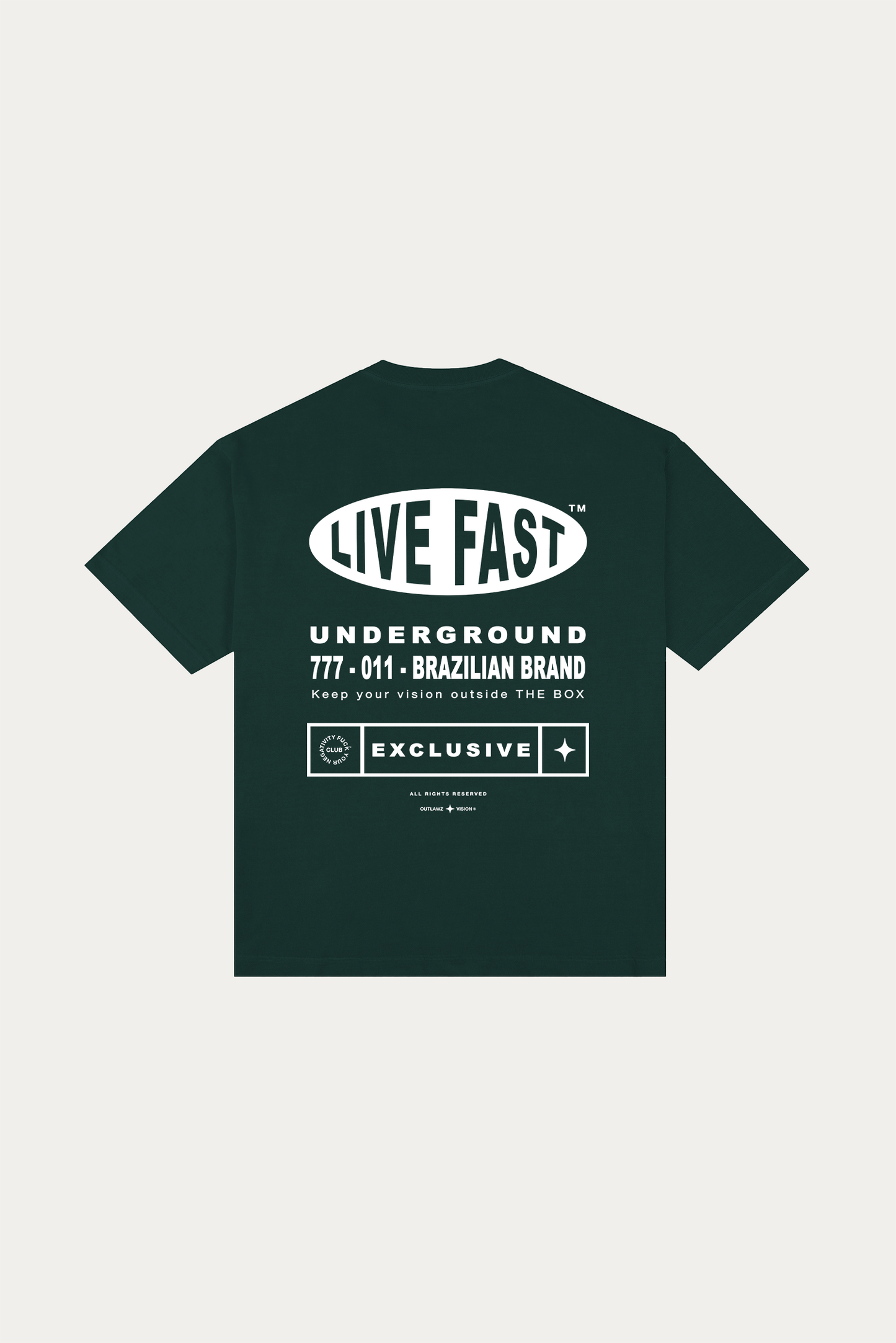 T-shirt Over Boxy "LIVE FAST" - Verde