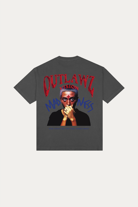 T-shirt Over Boxy "MADNESS" - Cinza