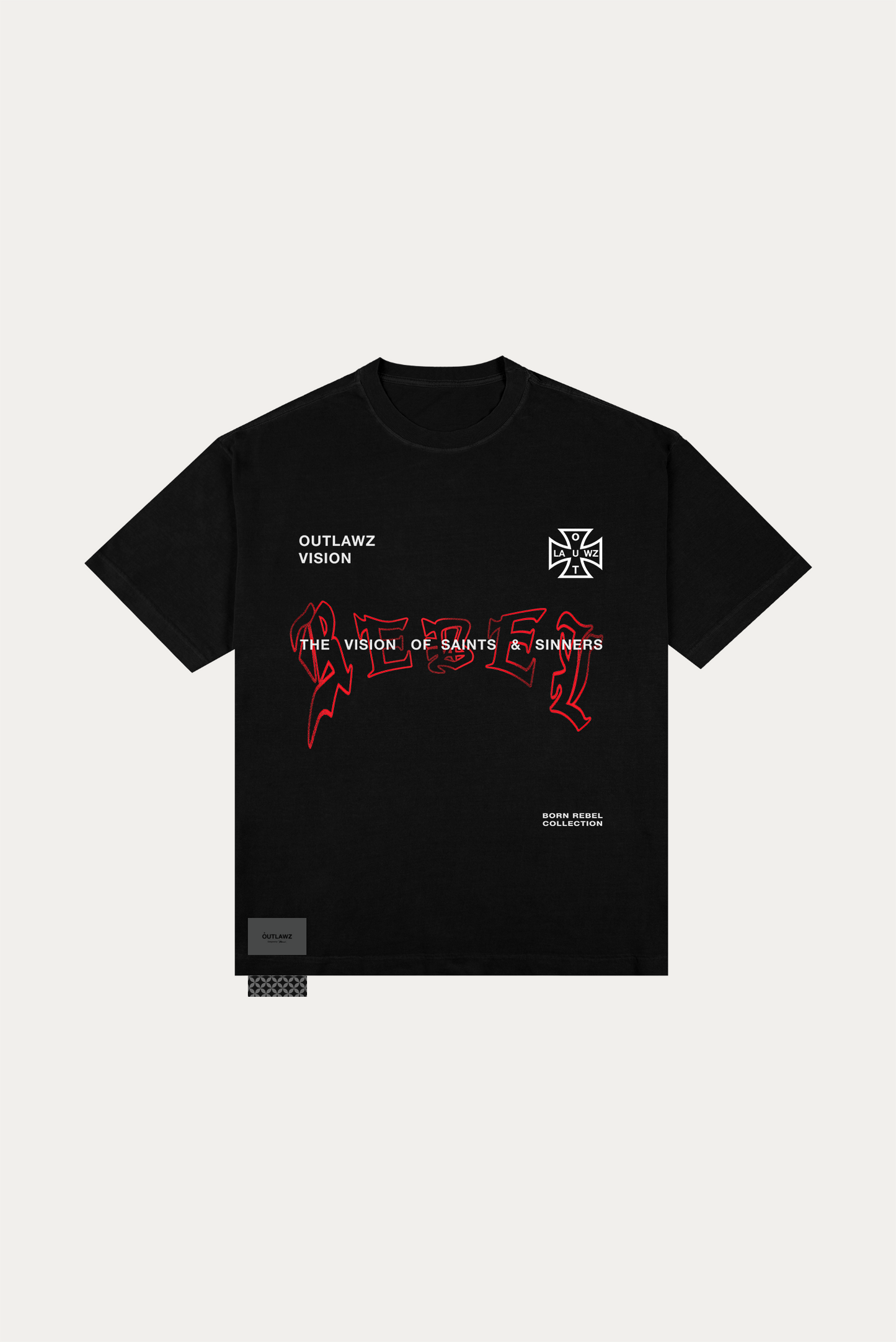 T-shirt Over Boxy "SAINTS & SINNERS" - Preto