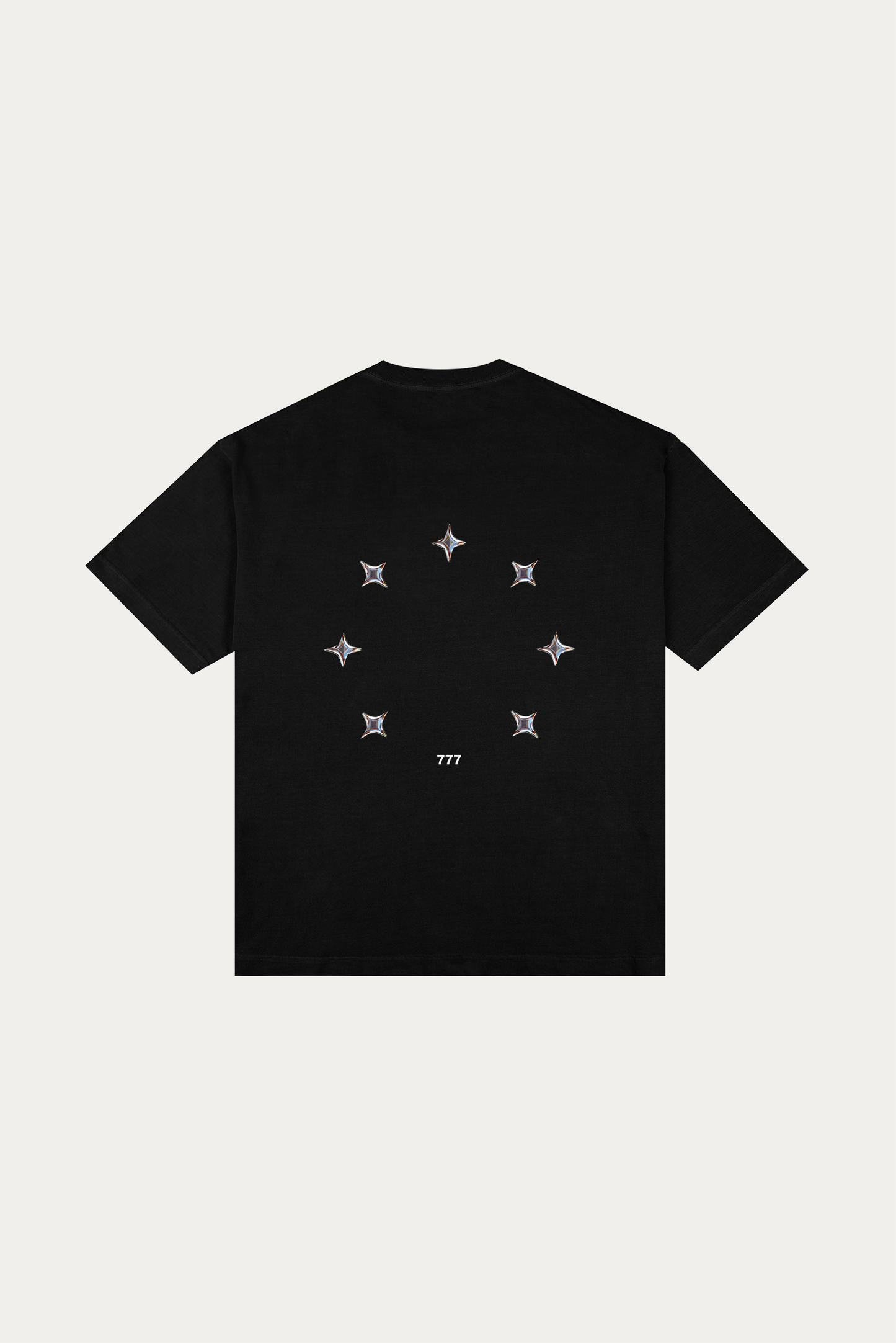 T-Shirt Over Boxy "SEVEN STARS" - Preta