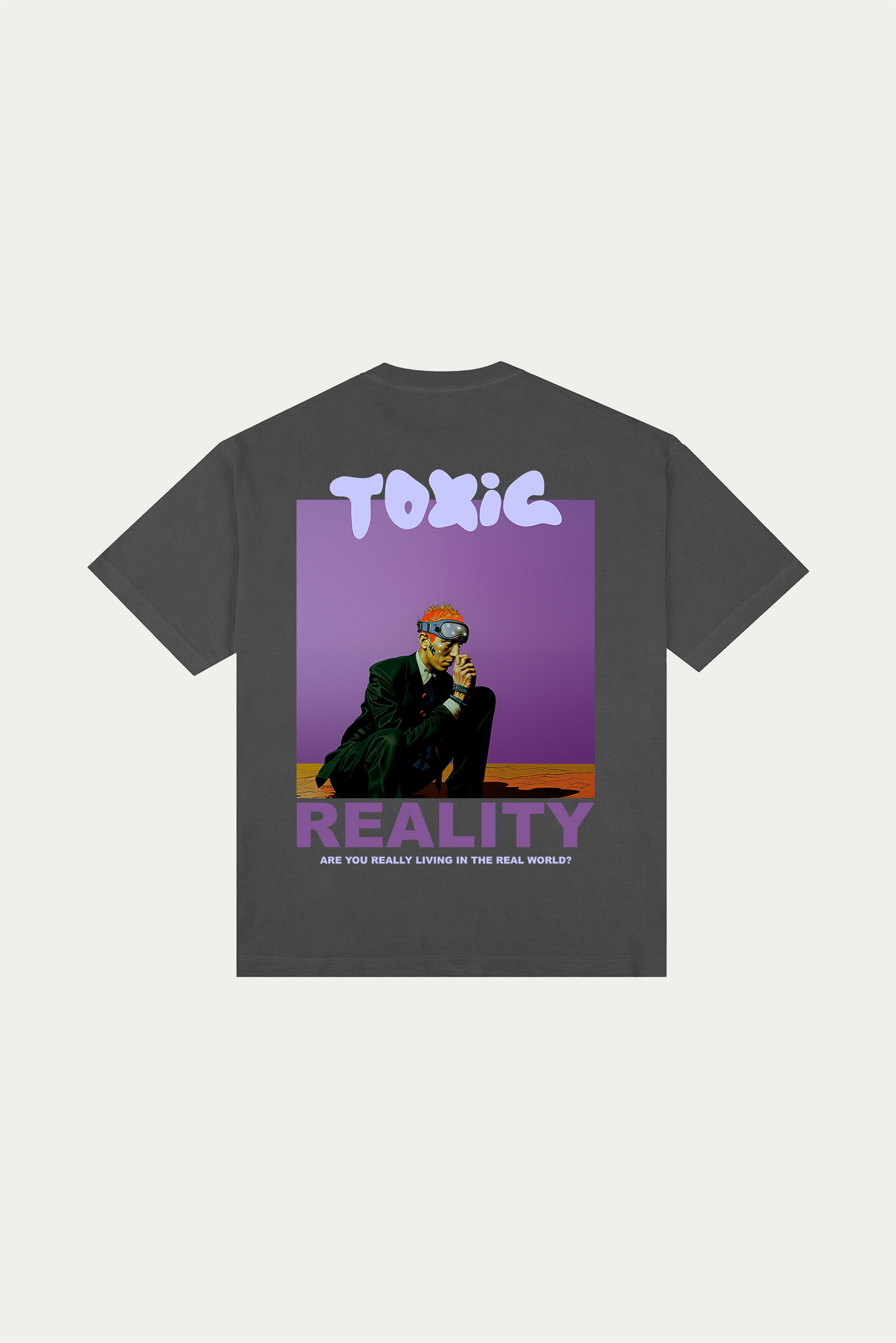 T-shirt Over Boxy "TOXIC" - Cinza