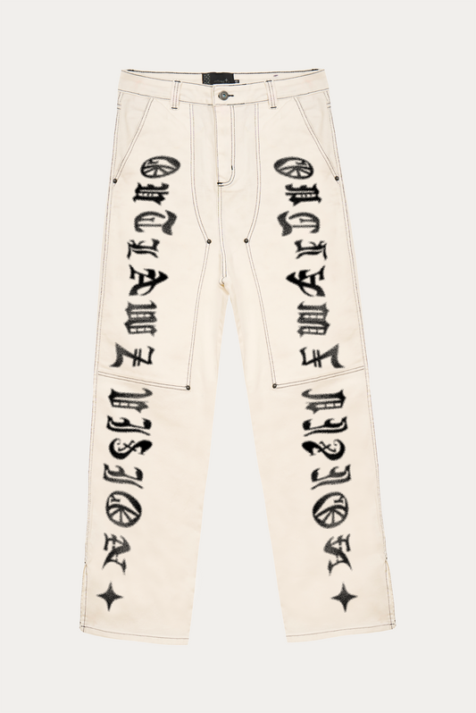 Pants Rivet "BLUR" - Off-white