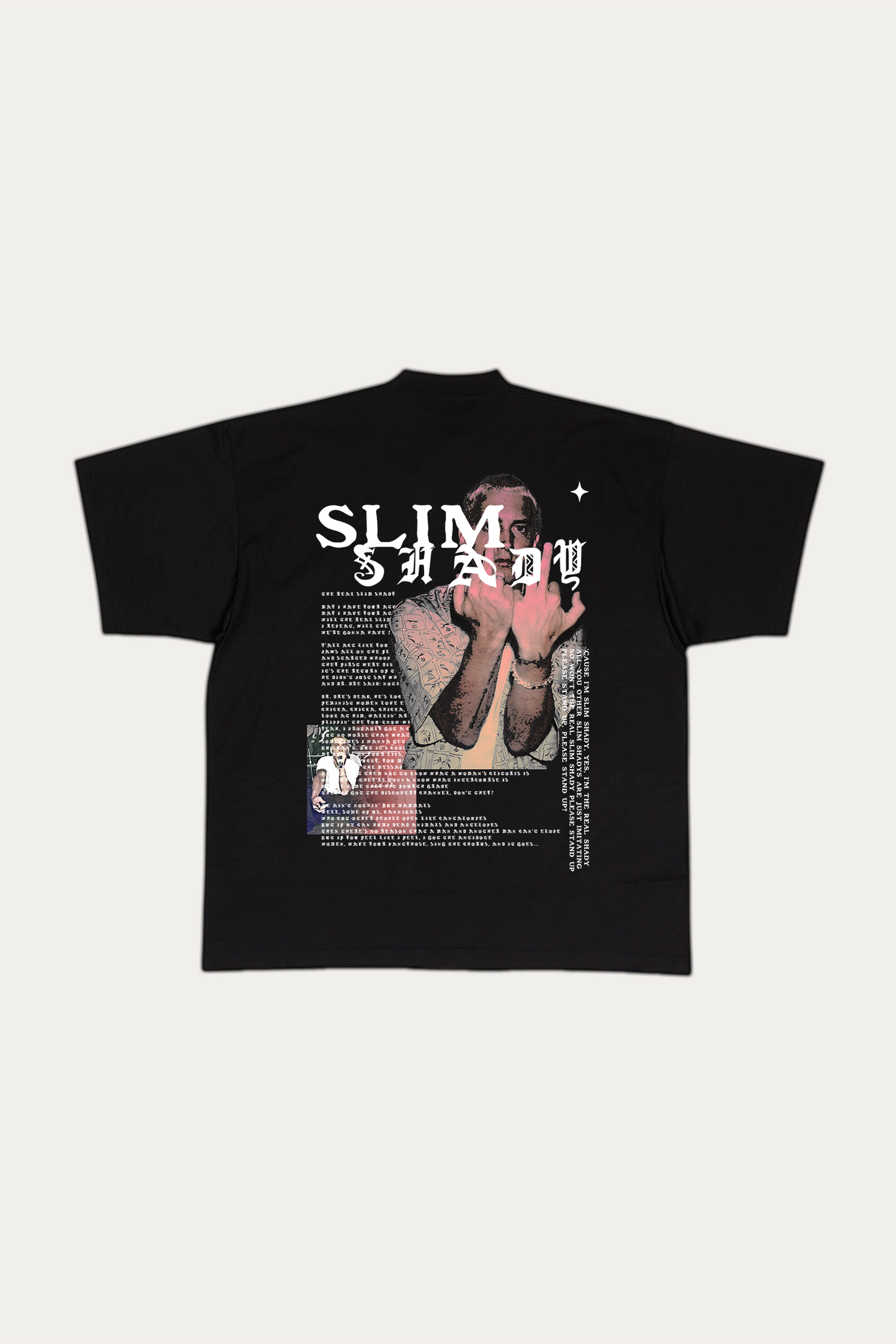 T-Shirt Over "SLIM SHADY" - Preta